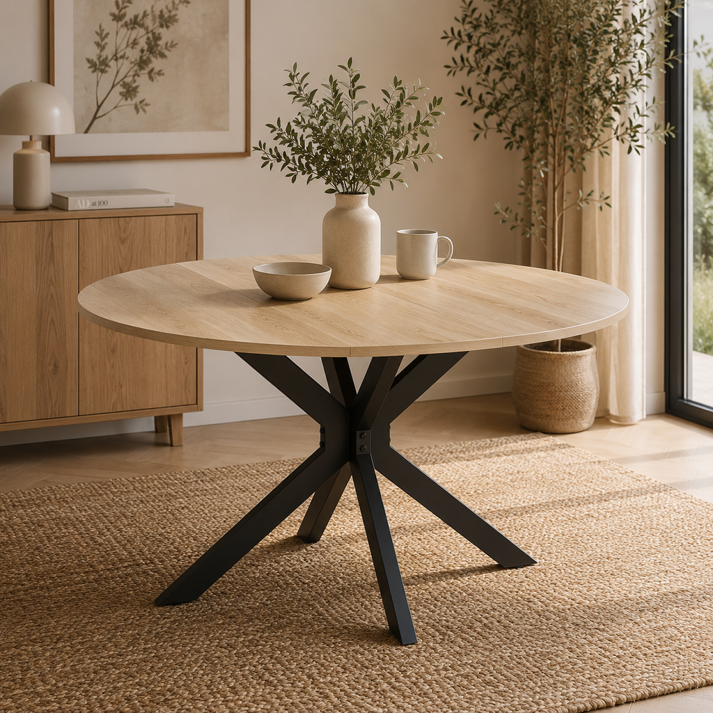 Mesa de Comedor Redonda Plegable Ø110 cm para 2-6 Personas | MooM Decó