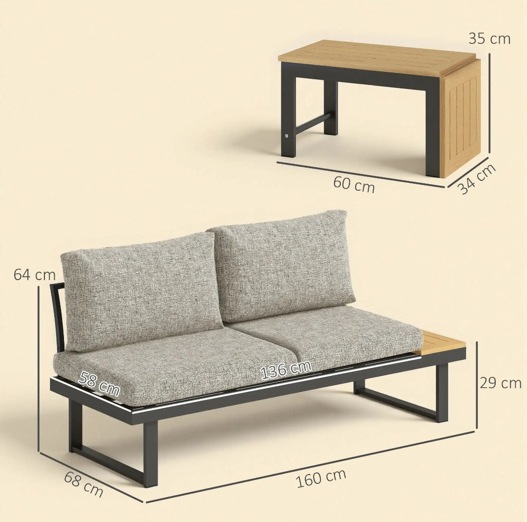 Sofa rinconera Exterior múltiposición más mesa