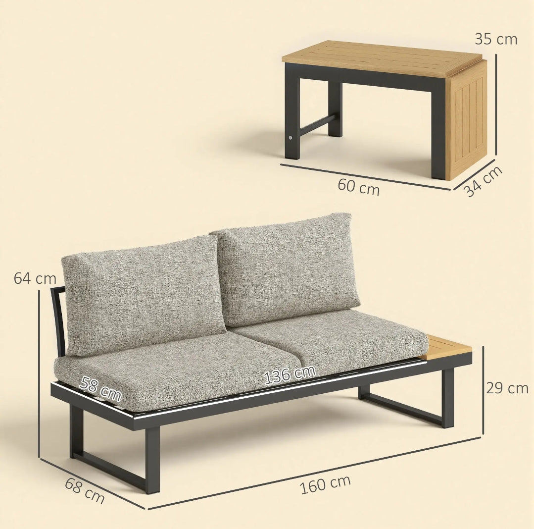 Sofa rinconera Exterior múltiposición más mesa
