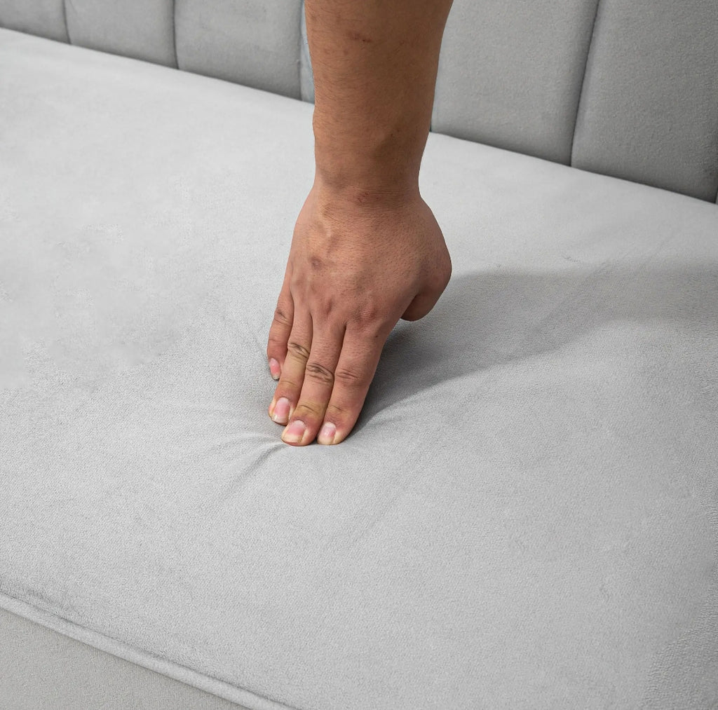 Sofá Cama Convertible 2-3 Plazas con Respaldos Reclinables y Tapizado Aterciopelado Gris Claro