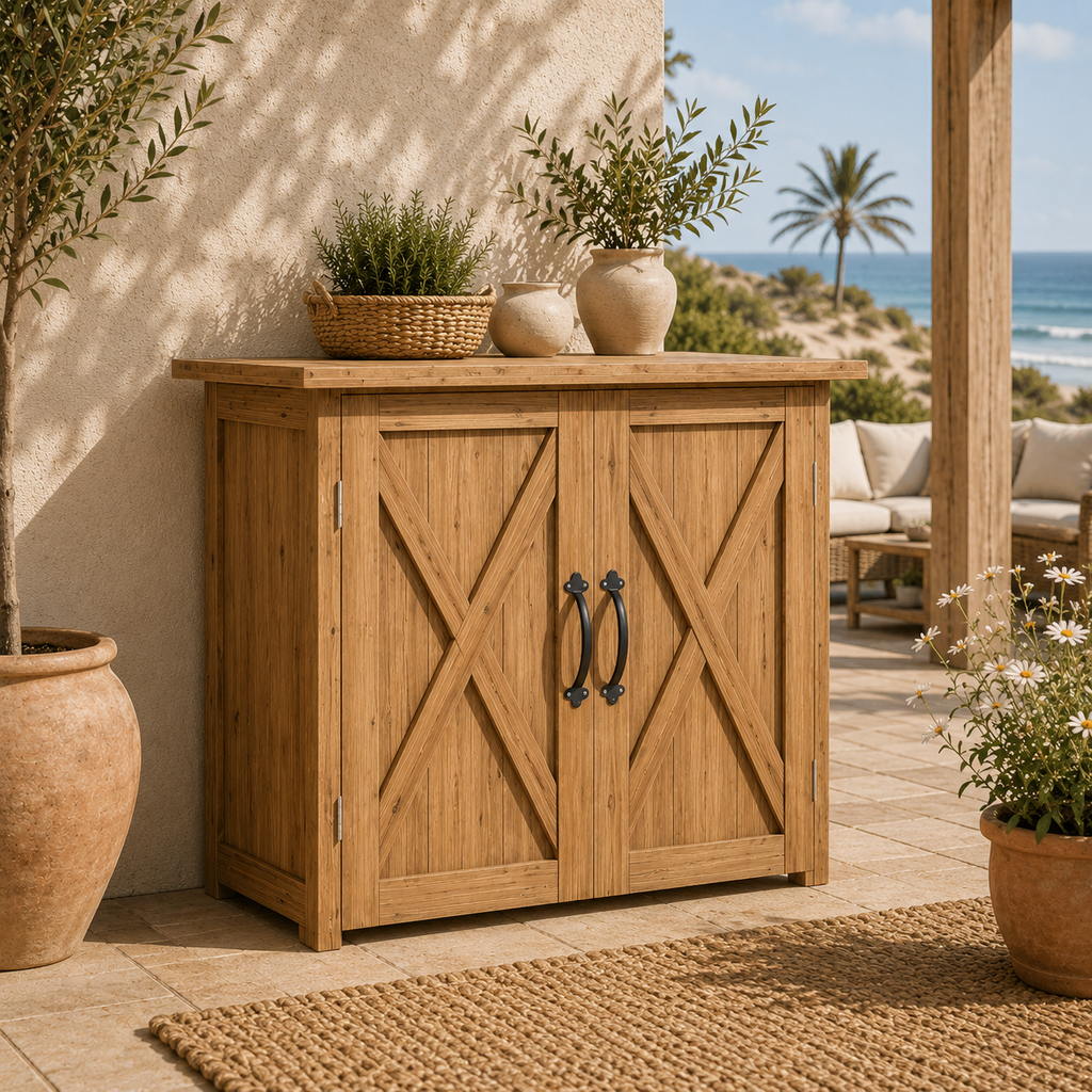 Armario de Exterior de Madera para Herramientas con Doble Puerta y Cierre Magnético 77x55x72 cm