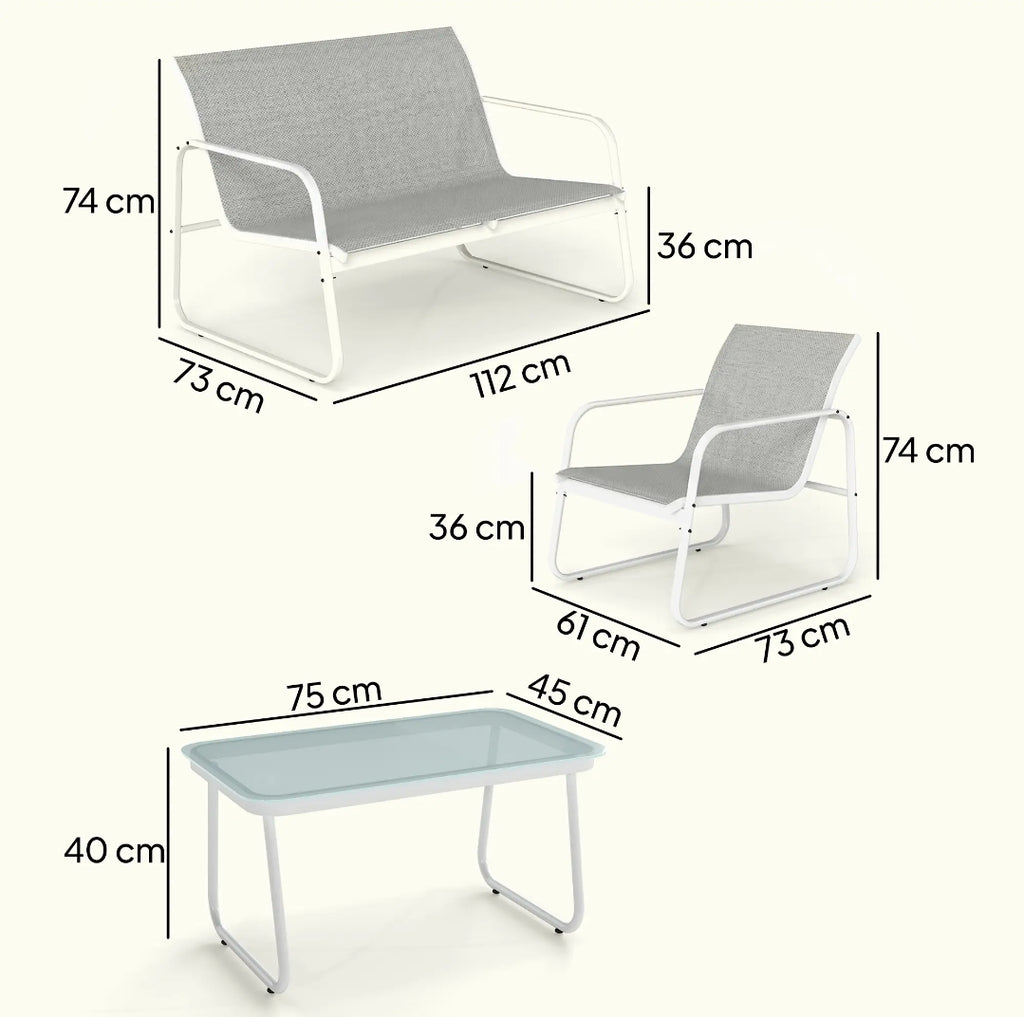 Conjunto de Jardín Exterior 4 Piezas con Sofá, 2 Sillones y Mesa | MooM Decó