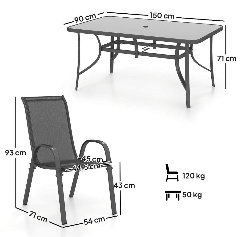 Conjunto mesa exterior y sillas CALPE