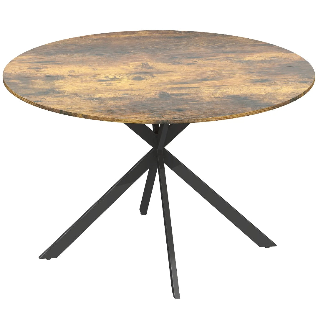 Mesa de Comedor Redonda Ø120 cm Industrial Efecto Madera | MooM Decó