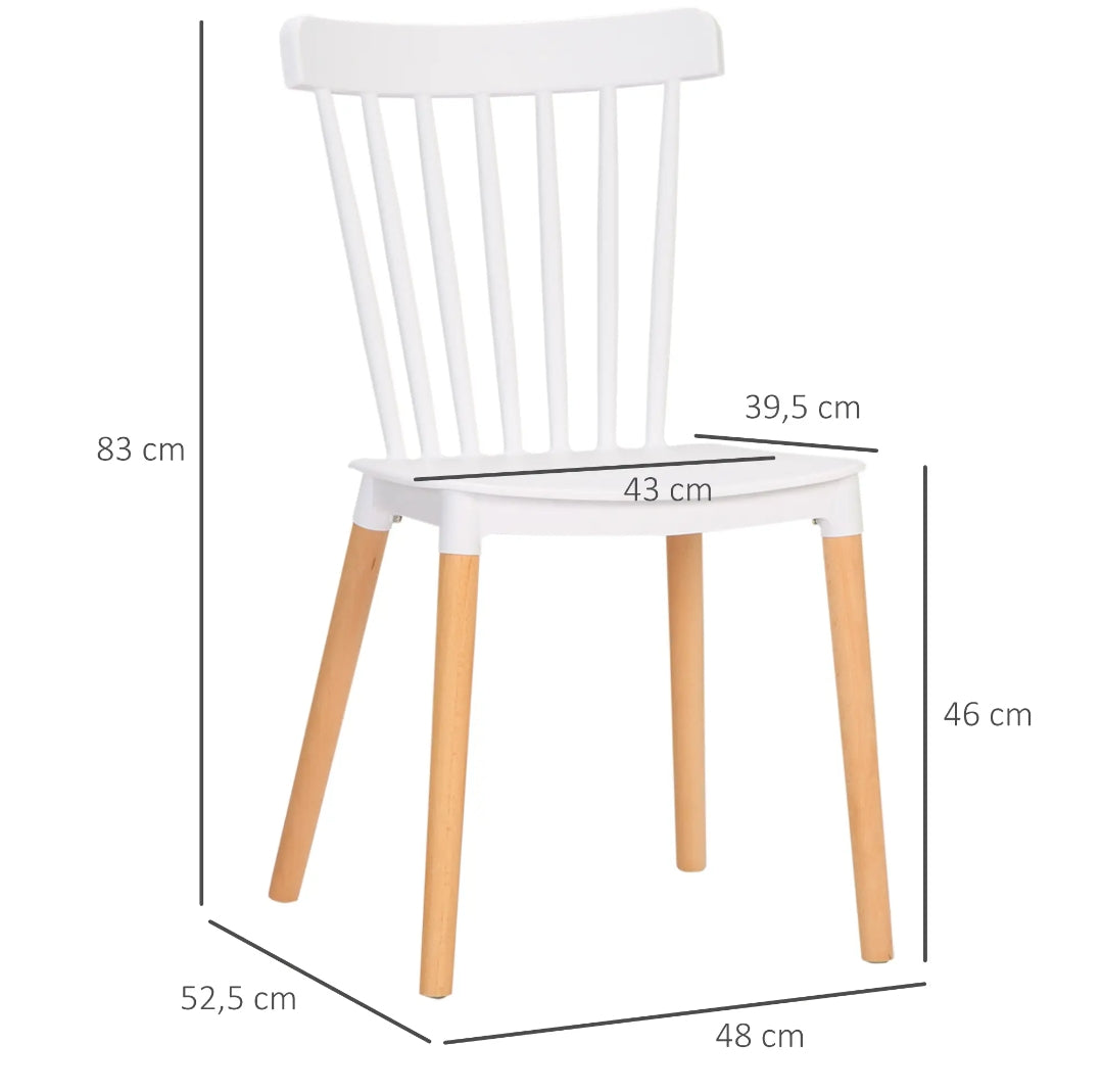 Pack 4 Sillas de Comedor Nórdicas Blancas y Madera | MooM Decó