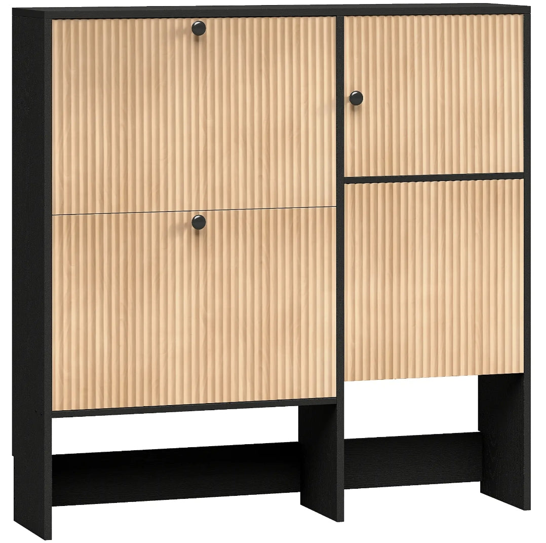 Zapatero Estrecho con Asiento Oculto 100 cm Roble y Negro | MooM Decó