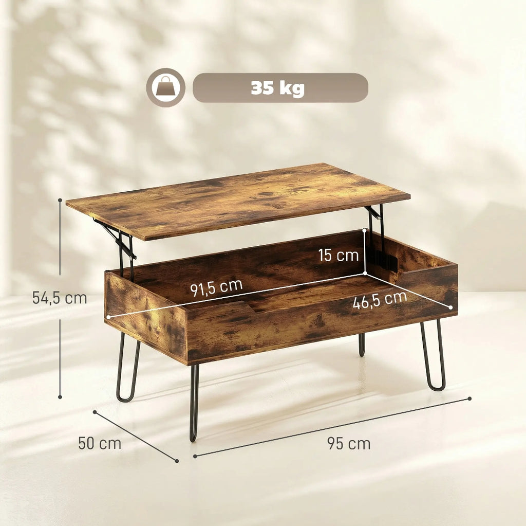 Mesa de Centro Elevable 95 cm con Almacenamiento | MooM Decó