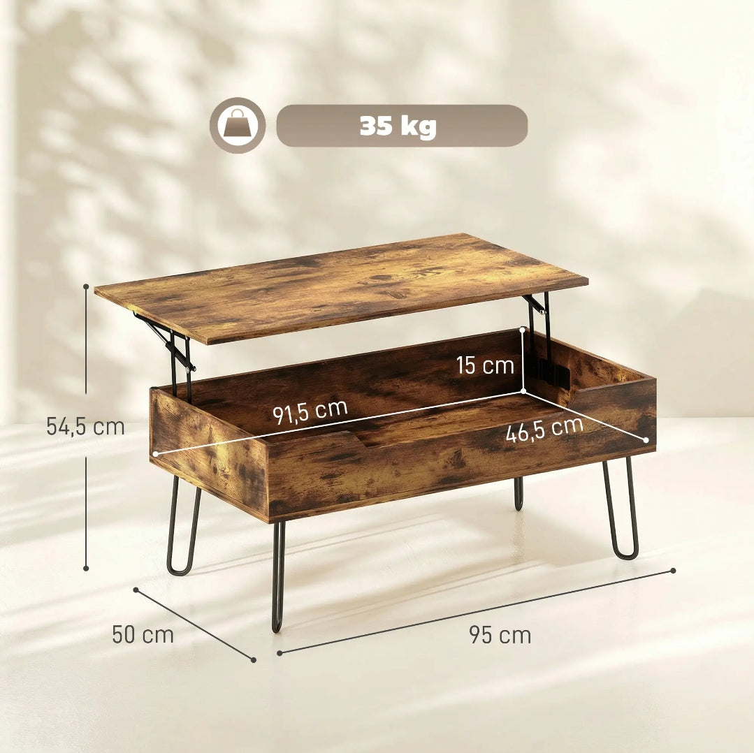Mesa de Centro Elevable 95 cm con Almacenamiento | MooM Decó