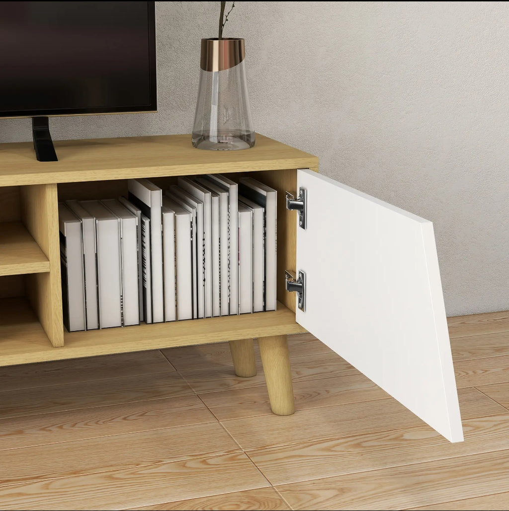 Mueble TV 150 cm Roble y Blanco para TV hasta 65" | MooM Decó