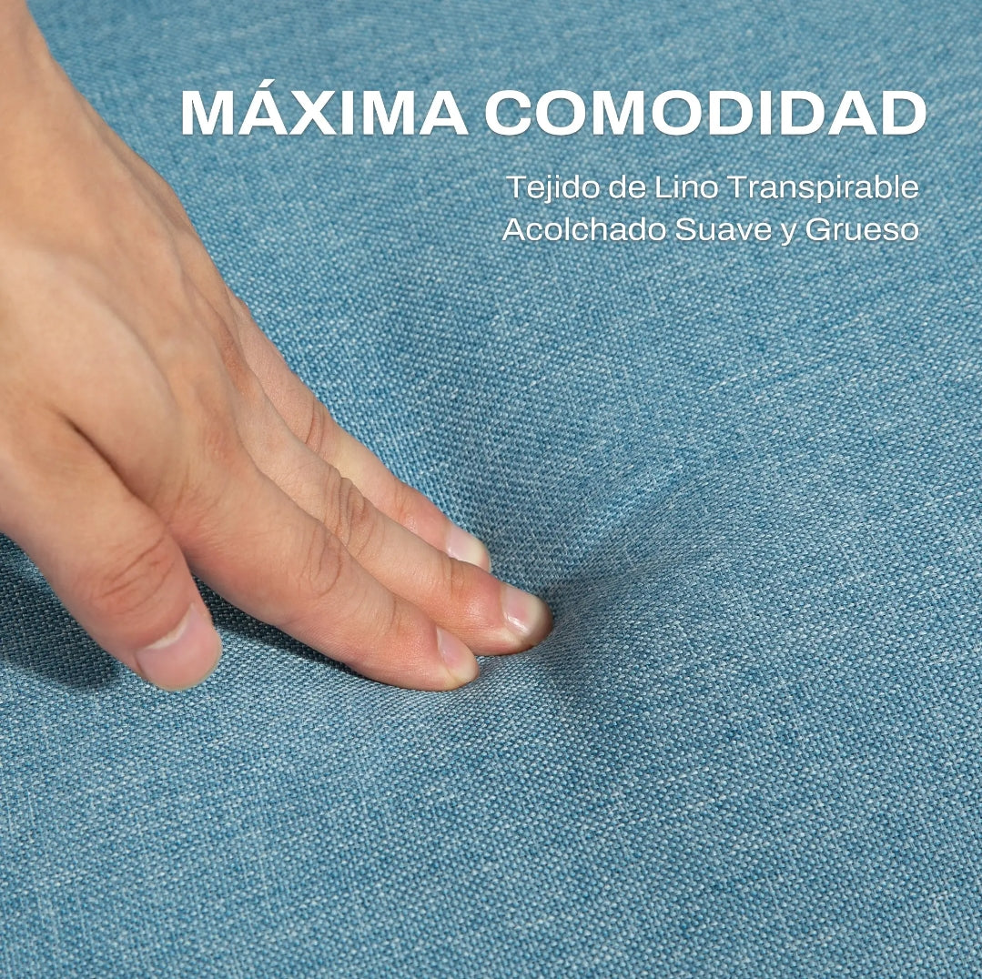 Sofá Cama Convertible de 3 Plazas con Respaldos Reclinables múltiposición y Patas de Madera Estilo Nórdico