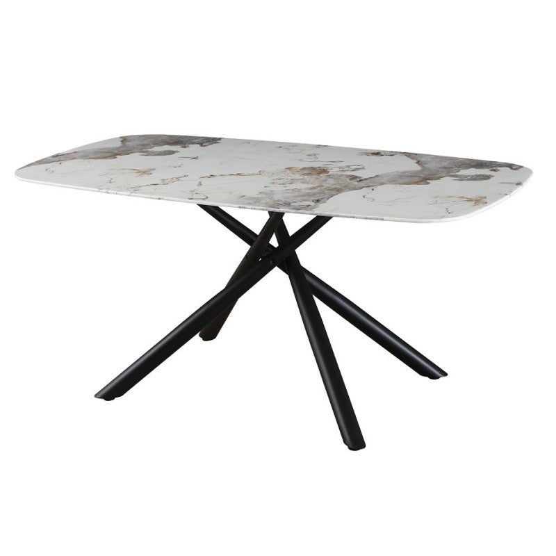 Mesa de Comedor Efecto Mármol 160 cm Cristal Templado | MooM Decó