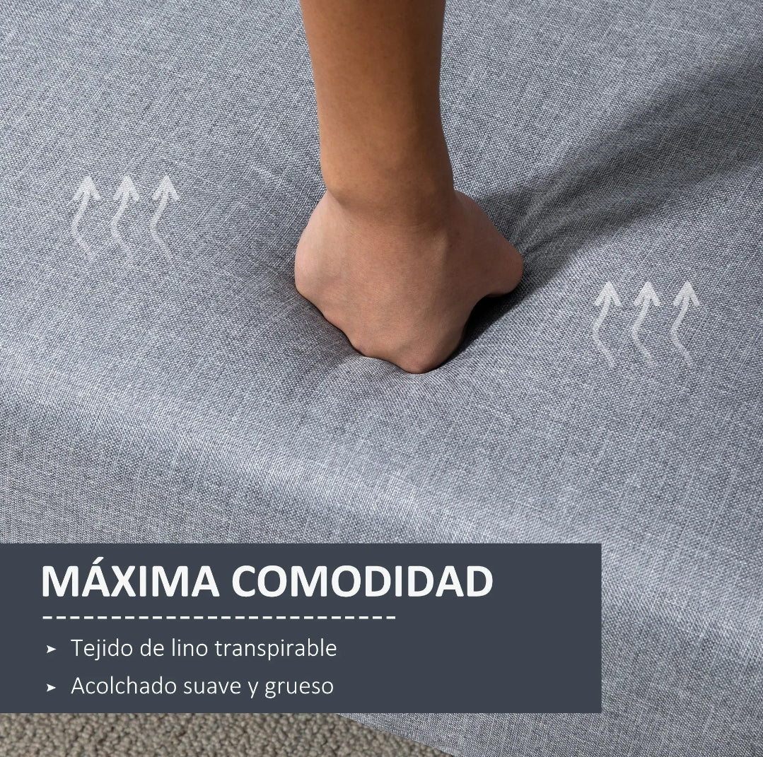 Sofá Cama Convertible de 3 Plazas con Respaldos Reclinables múltiposición y Patas de Madera Estilo Nórdico