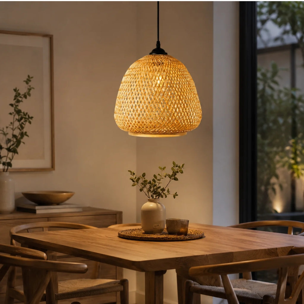 Lámpara Colgante Albacete de Ratán Natural Ø31 cm – Estilo Boho Mediterráneo | MooM Decó