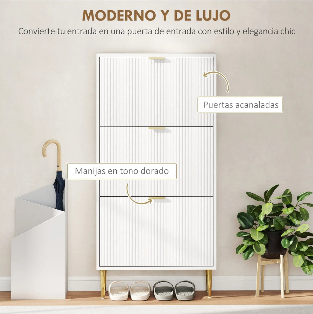 Zapatero Estrecho Blanco 18 Pares Acanalado | MooM Decó