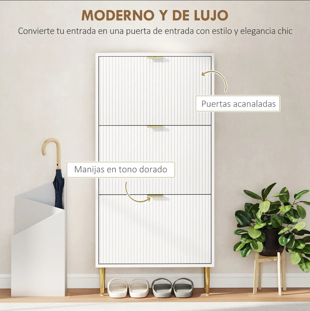 Zapatero Estrecho Blanco 18 Pares Acanalado | MooM Decó