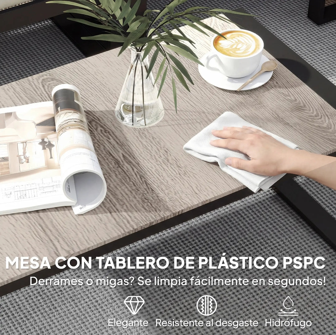 Conjunto de Jardín Modular 4 Piezas con Sofás, Mesa de Centro y Cojines para Terraza Exterior