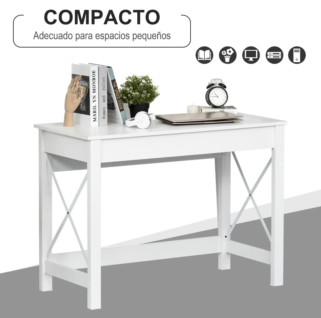 Escritorio Moderno Blanco 105 cm con Estructura Metálica | MooM Decó