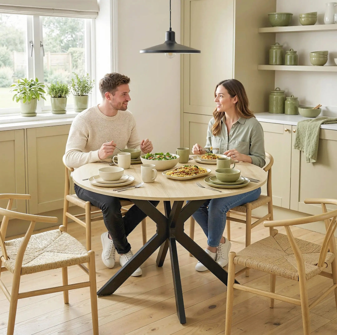 Mesa de Comedor Redonda Plegable Ø110 cm para 2-6 Personas | MooM Decó