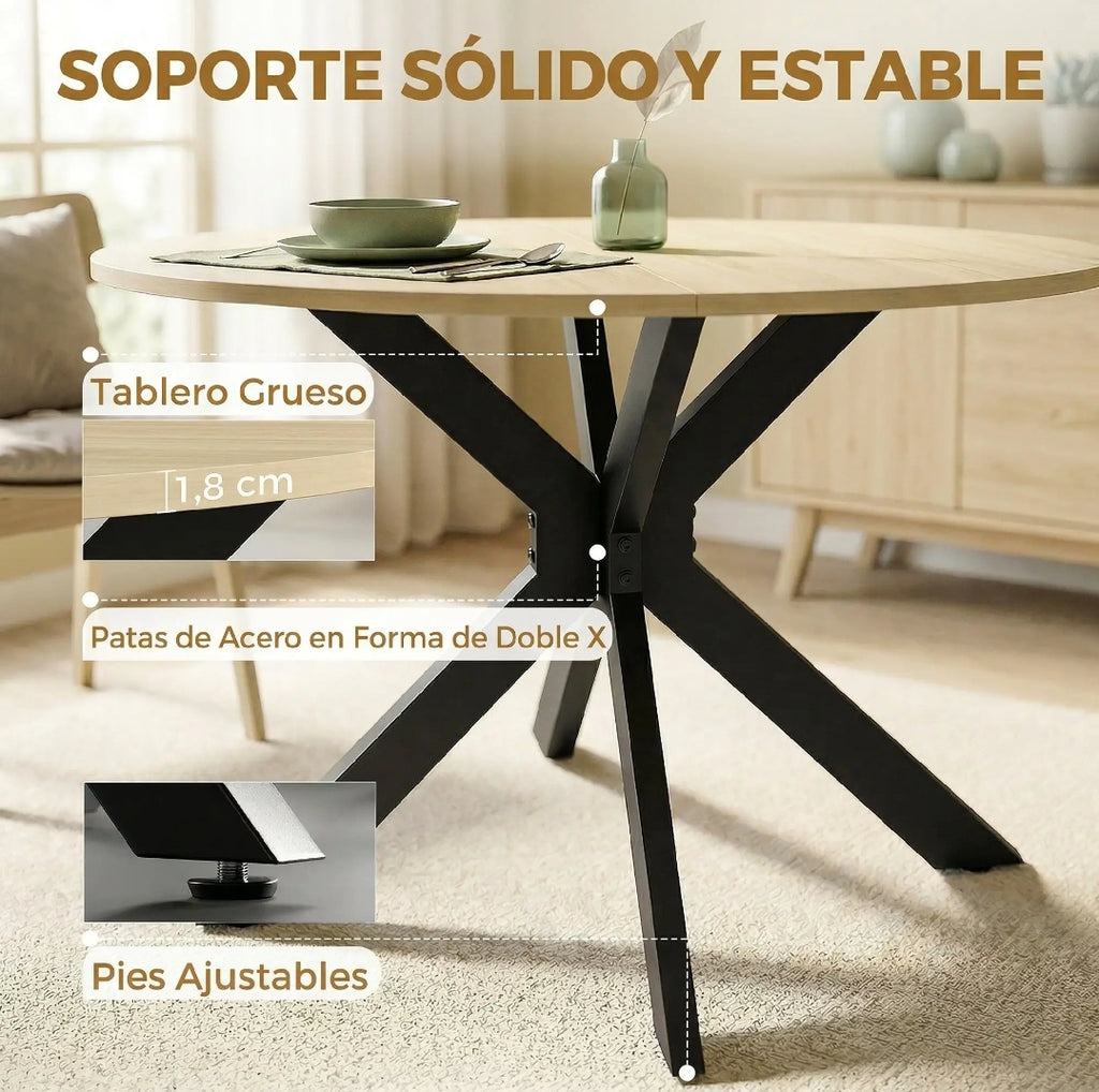 Mesa de Comedor Redonda Plegable Ø110 cm para 2-6 Personas | MooM Decó
