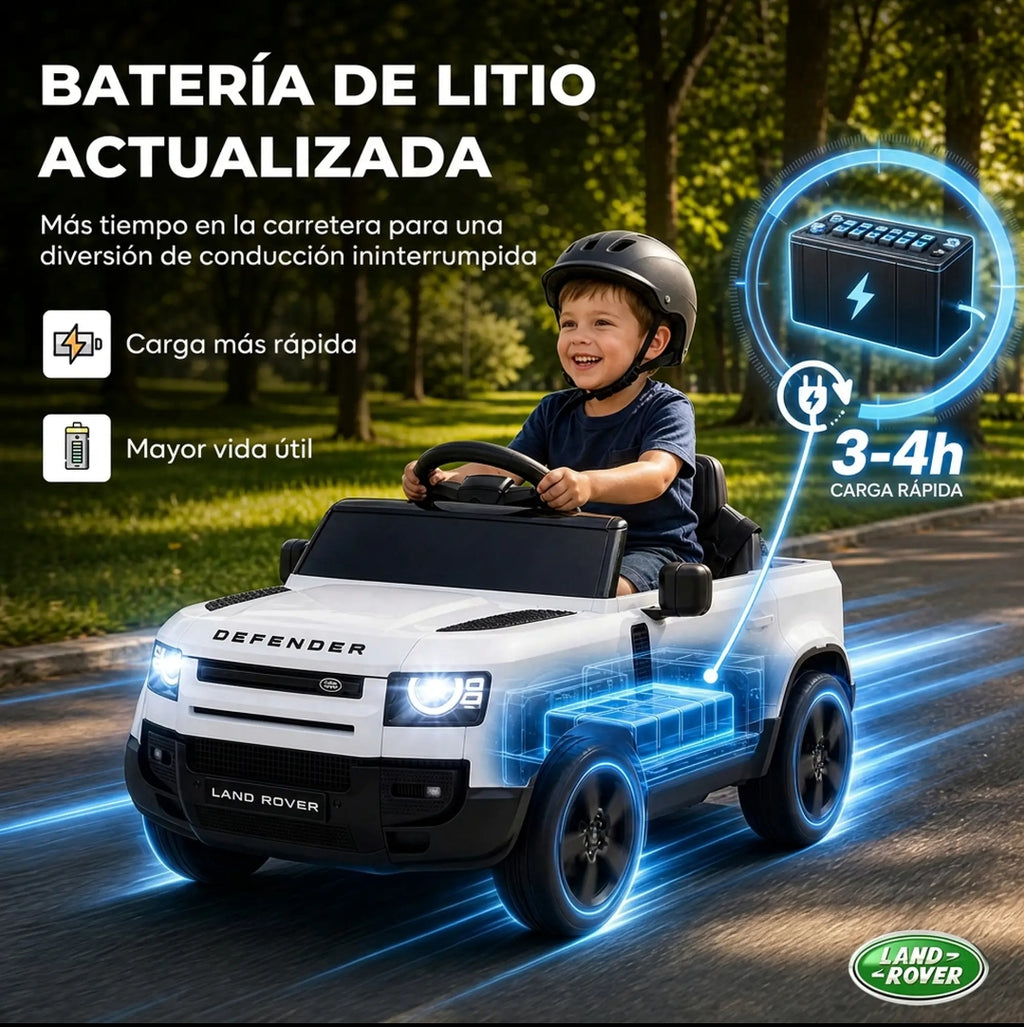Coche Eléctrico Infantil Land Rover Defender 12V Blanco | MooM Decó