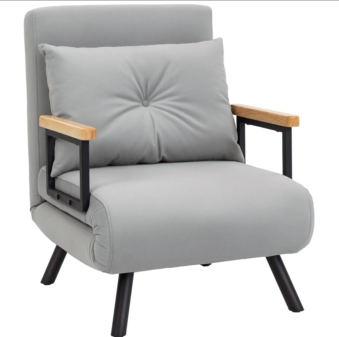 Sofá Cama Convertible 4 en 1 de Terciopelo con Respaldo Reclinable y Cojín
