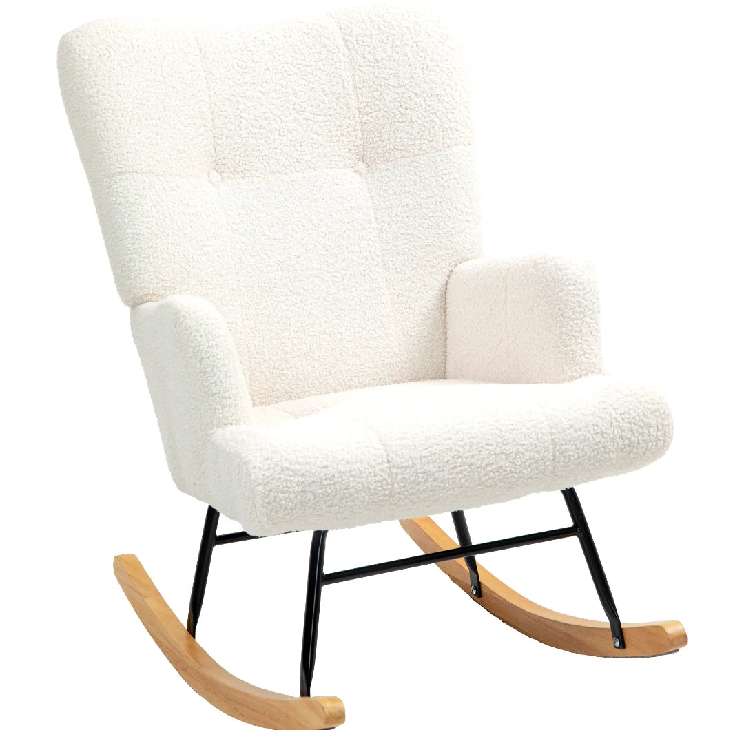 Sillón Mecedora Teddy Azul Claro Acolchado | MooM Decó