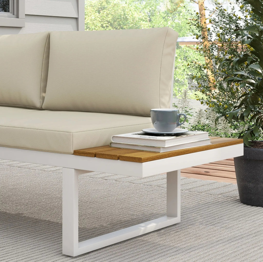Sofa rinconera exterior Modular 4 Piezas con Sofá Reclinable y Mesa | MooM Decó
