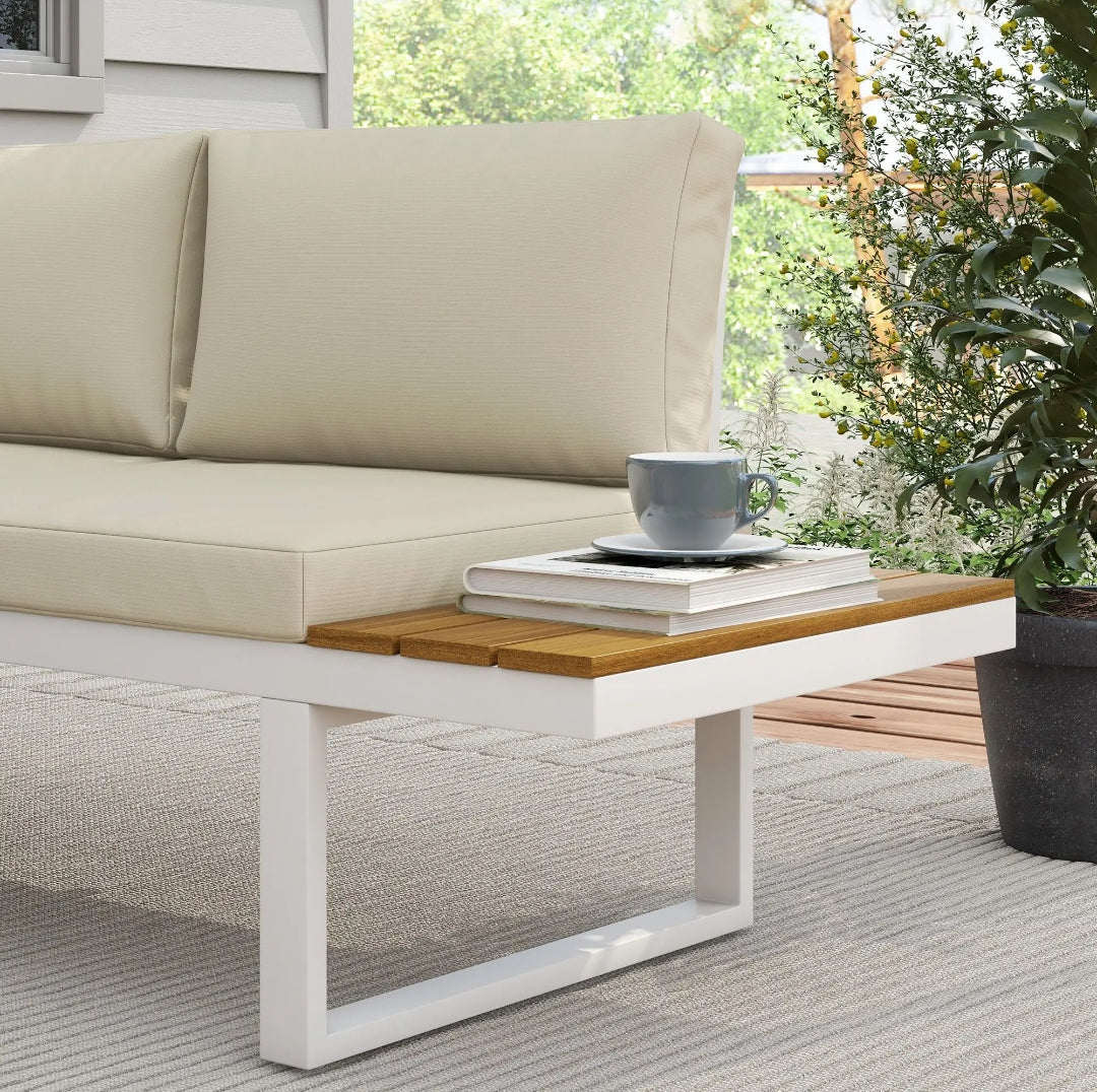 Sofa rinconera exterior Modular 4 Piezas con Sofá Reclinable y Mesa | MooM Decó