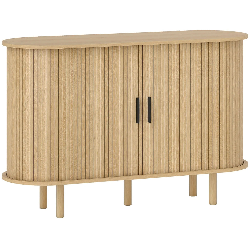 Aparador Ovalado Vintage con Puertas Tambour Correderas 120 cm Roble | MooM Decó