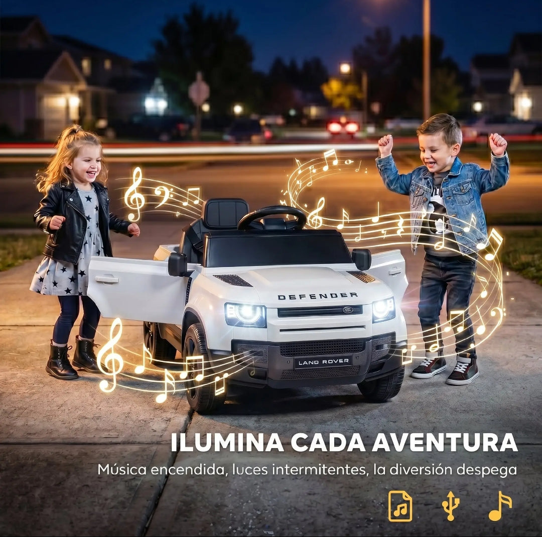 Coche Eléctrico Infantil Land Rover Defender 12V Blanco | MooM Decó