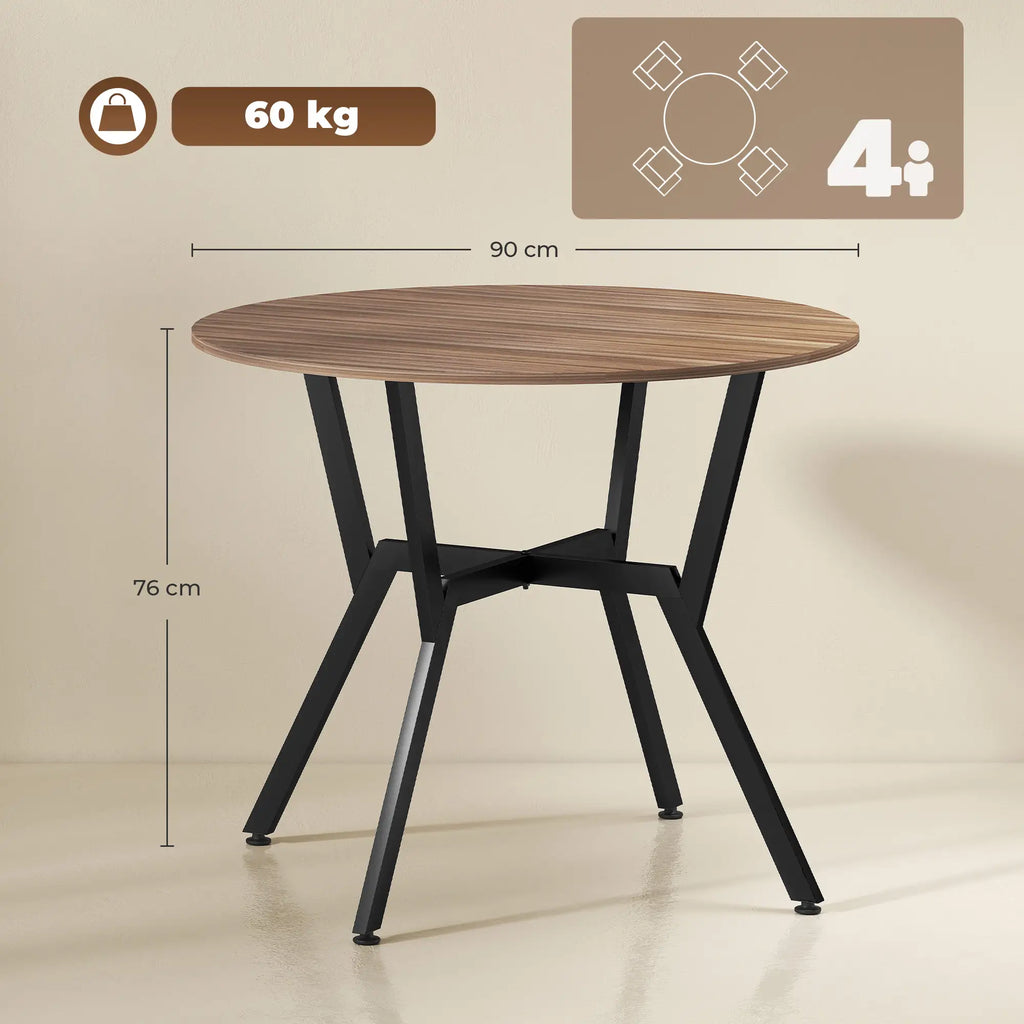Mesa de Comedor Redonda Ø90 cm Industrial Madera y Acero | MooM Decó