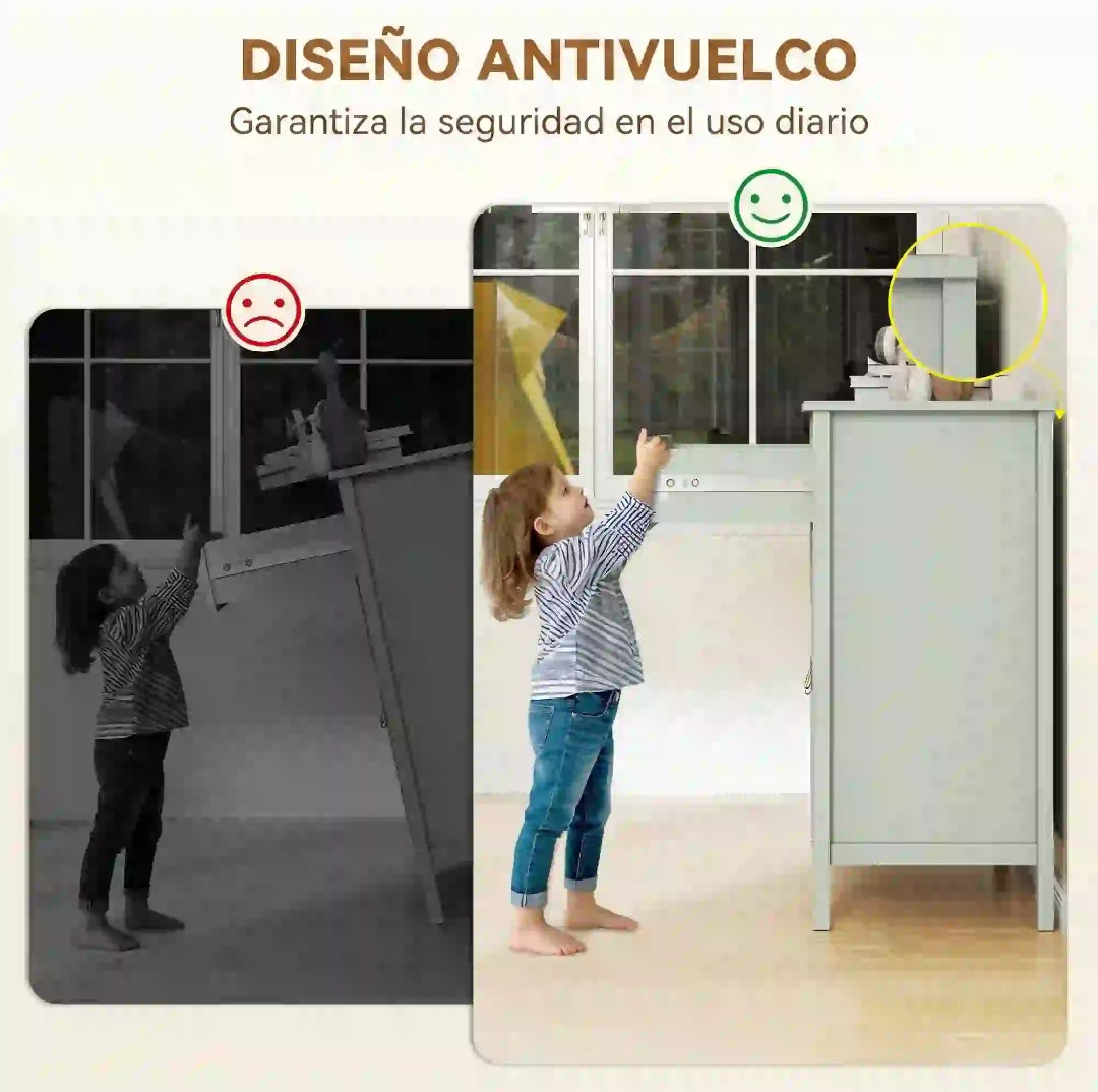 Aparador con Cajón y Armario de Almacenamiento Estante Ajustable 80x40x90 cm Verde y Roble
