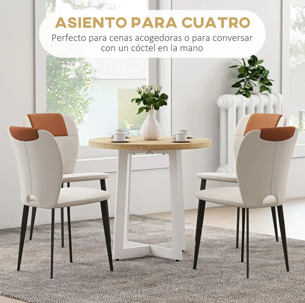 Mesa Redonda Ø80 cm Roble Natural y Blanco | MooM Decó