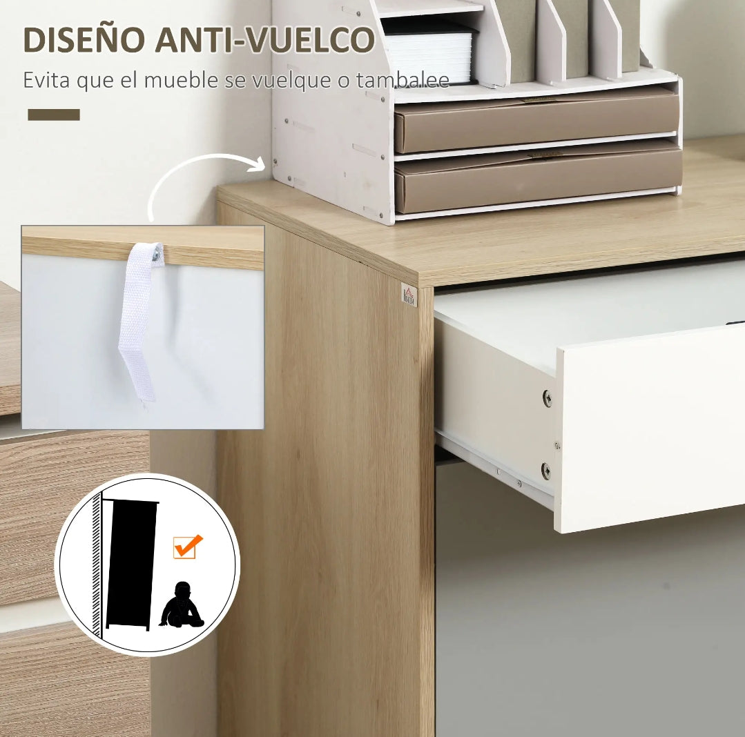 Aparador Nórdico 100 cm con 2 Puertas y 2 Cajones | MooM Decó
