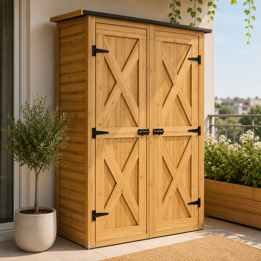 Armario Exterior de Madera para Jardín con Estantes 156 cm | MooM Decó