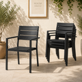 Pack de 4 Sillas de Jardín Apilables con Reposabrazos y Estructura de Acero para Exterior