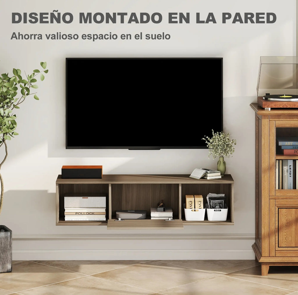Mueble TV Colgante 120 cm Efecto Madera Marrón | MooM Decó