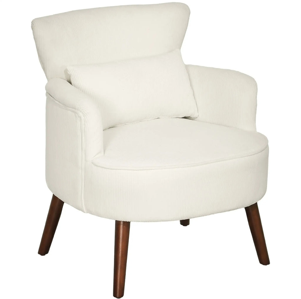 Sillón Verde de Pana con Cojín Lumbar y Patas de Madera | MooM Decó
