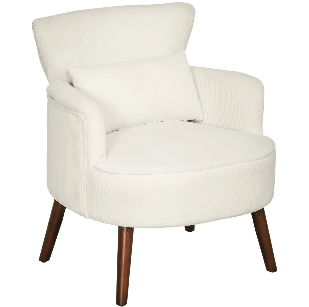 Sillón Verde de Pana con Cojín Lumbar y Patas de Madera | MooM Decó