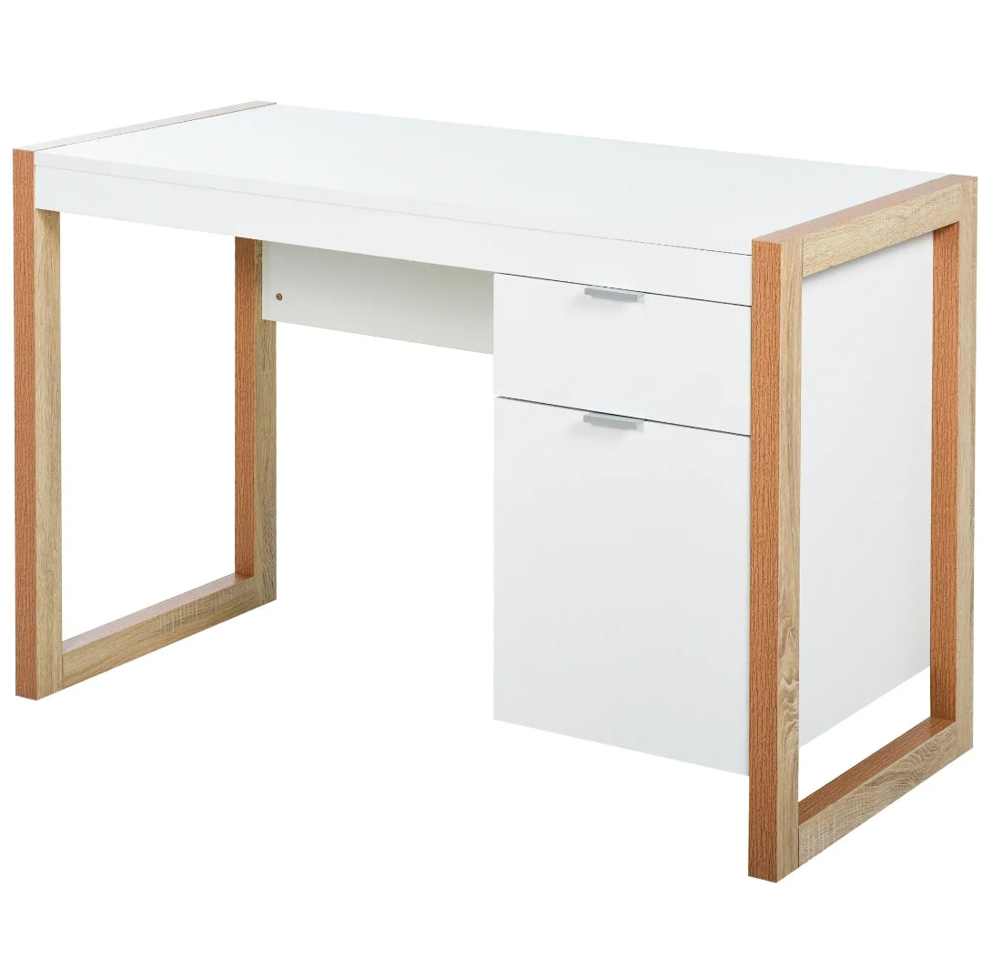 Escritorio Moderno Blanco con Cajón y Armario 112,5 cm | MooM Decó