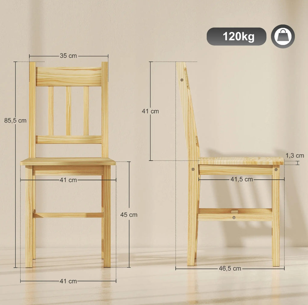 Pack 2 Sillas de Comedor Madera Maciza de Pino | MooM Decó