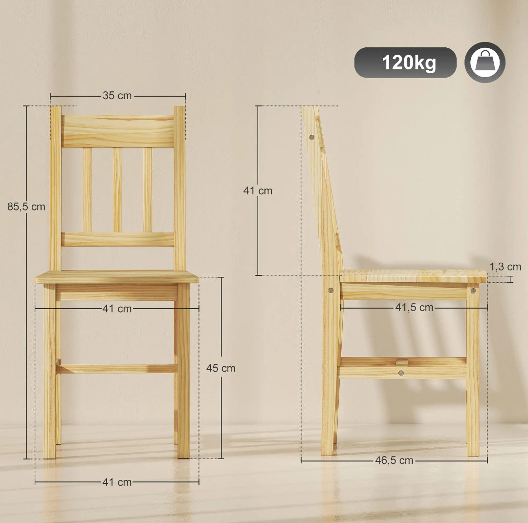 Pack 2 Sillas de Comedor Madera Maciza de Pino | MooM Decó