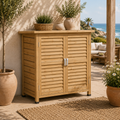 Armario de Exterior de Madera con 2 Estantes y Puertas de Persiana para Jardín y Terraza 87x46,5x96,5 cm