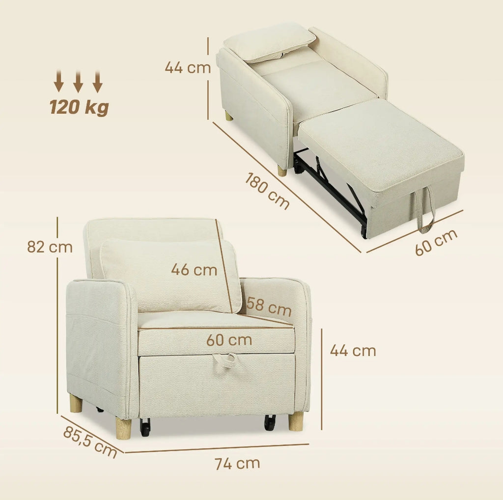 Sillón Cama Individual 3 en 1 Verde Oscuro 180 cm | MooM Decó