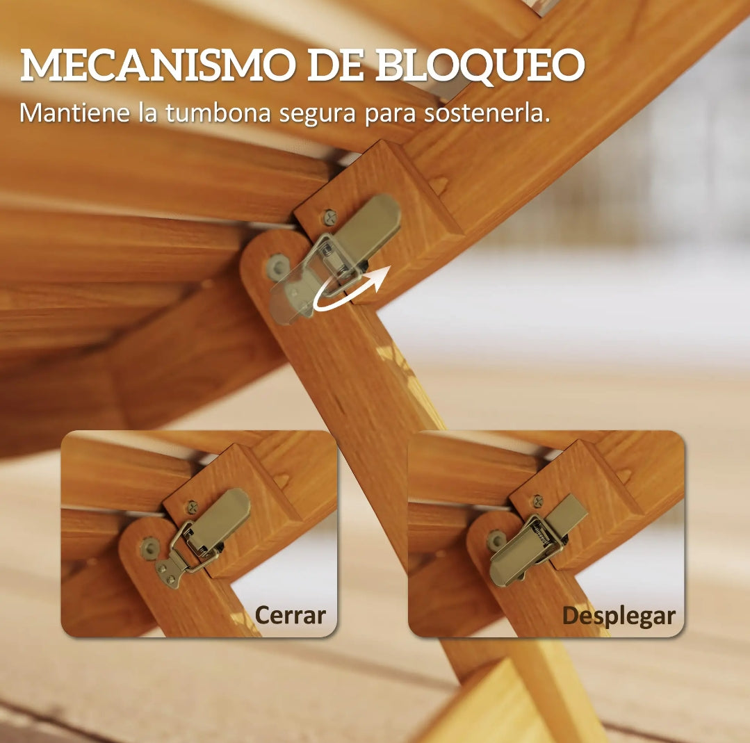 Tumbona ergonómica madera Acacia plegable