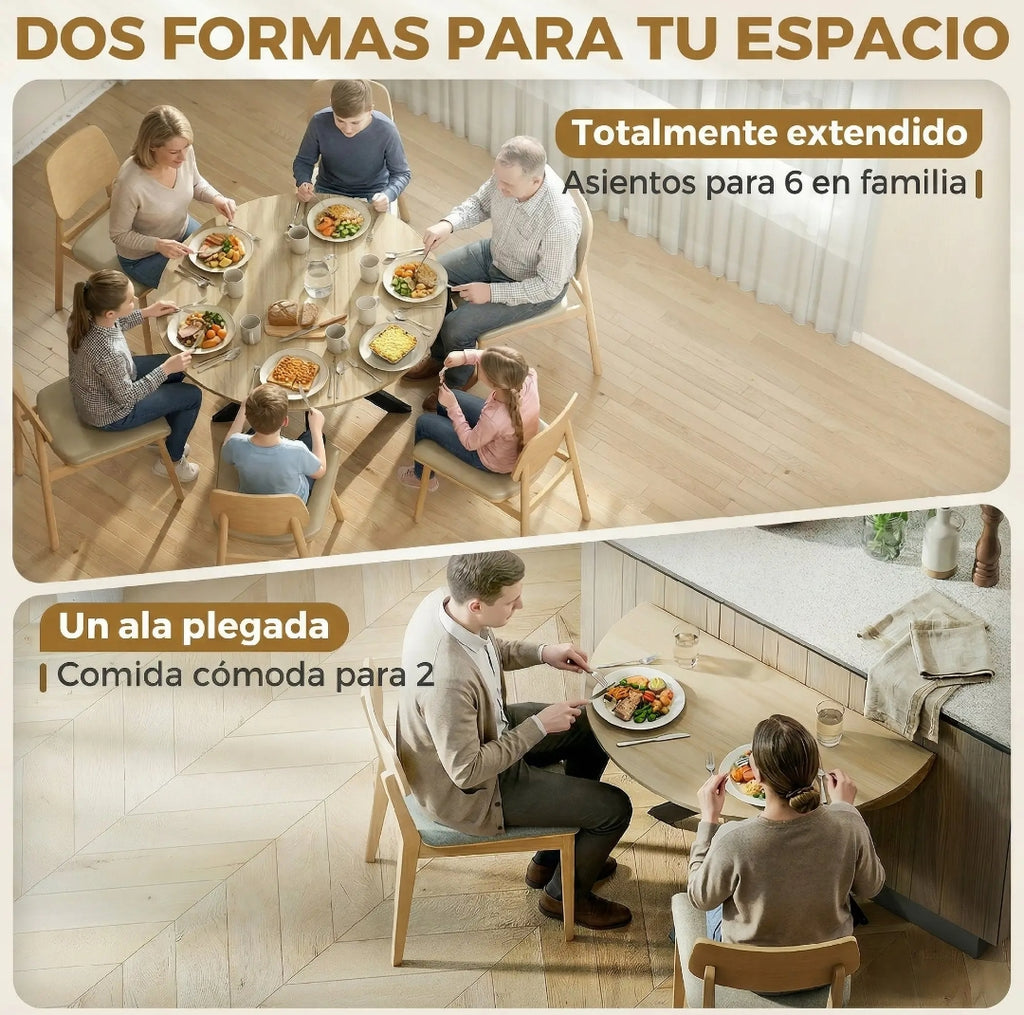 Mesa de Comedor Redonda Plegable Ø110 cm para 2-6 Personas | MooM Decó
