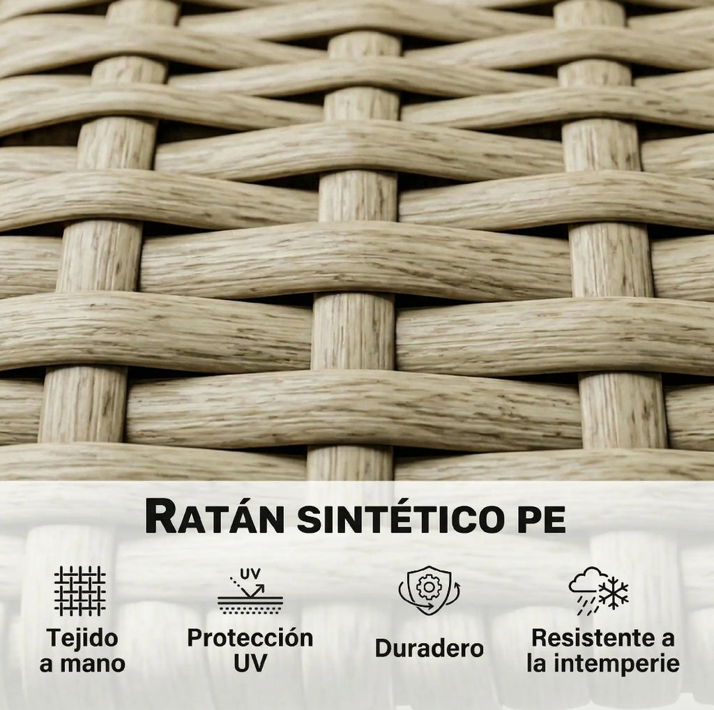 Conjunto de Jardín Modular de Ratán PE para 5 Personas con Sofás, Mesa Lateral Integrada y Mesa de Centro