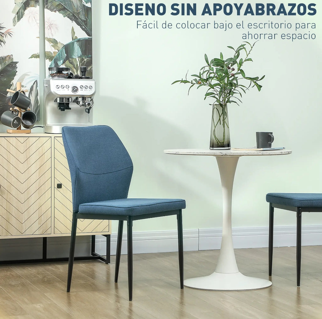 Pack 2 Sillas de Comedor Terciopelo Azul y Patas Negras | MooM Decó