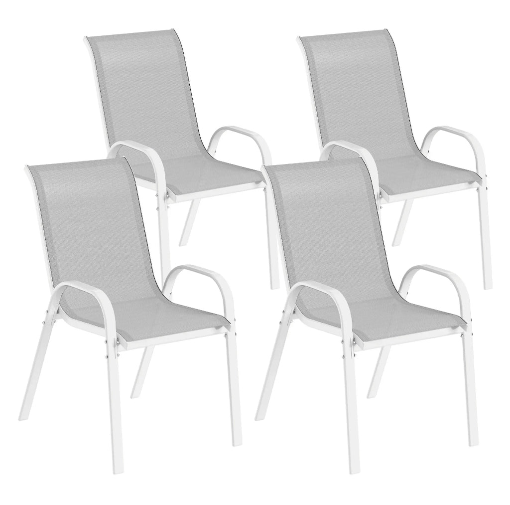 Juego de 4 Sillas de Jardín Apilables de Textileno con Reposabrazos | Terraza y Exterior | MooM Decó