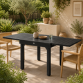 Mesa de Jardín Extensible de Aluminio para 4-6 Personas 80-160 cm Negra para Terraza y Exterior